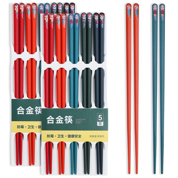 Kyraton Fiberglass Chopsticks 24 cm 10 Pairs , Non Slip Reusable Chop Sticks for Food, Japanese Chinese Korean Chopsticks, Easy to Use, Dishwasher Safe