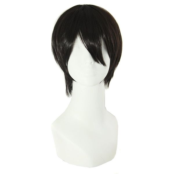 MapofBeauty 12 Inch / 30 cm Men Short Straight Wig Cosplay Costume Wig (Black)