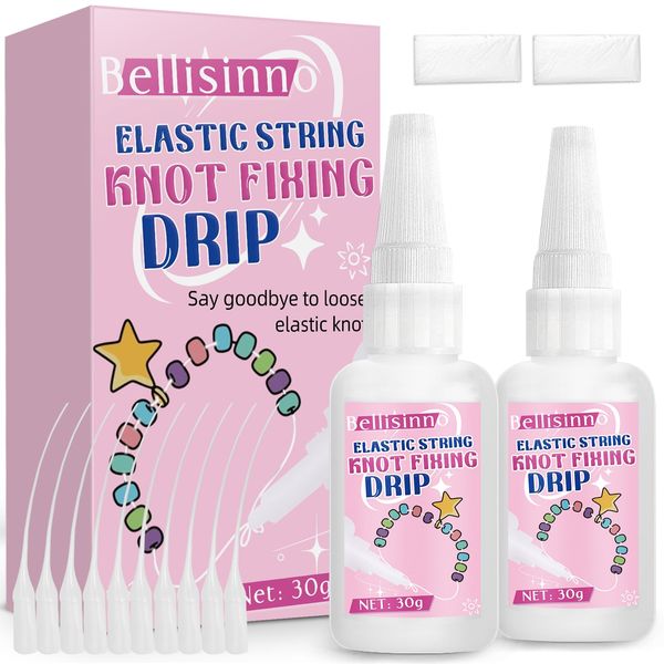 Jewelry Glue for Elastic String, Bracelet String Professional Elastic String Knot Fixing Drip, Clear Bracelet Glue, Keep Stretchy Bracelet String Stay Tied for Clay Beads, Jewelry Making Supplies