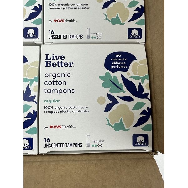 Live Better Organic Cotton Tampons CVS Health Regular 16Ct