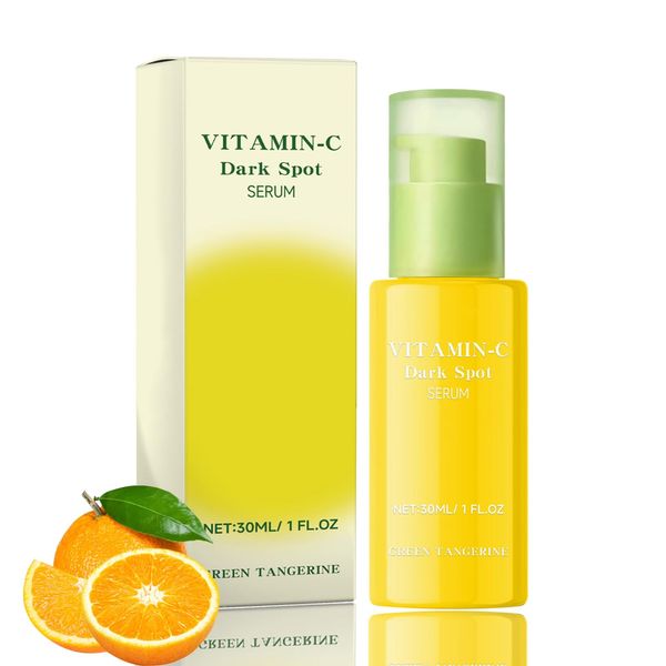 Green Tangerine Vitamin C Serum - Vitamin C Dark Spot Serum Gesicht - Feuchtigkeitsspendend Gesichtsserum für Frauen - Pigmentflecken Entferner Gesicht Essenz - Anti-Aging Dark Spot Remover Hautpflege