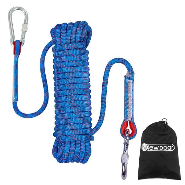 NewDoar 12KN Static Climbing Rope 10mm(3/8in) Accessory Cord Equipment 33FT(10M), 66FT(20M) 98FT(30M) Escape Rope Ice Climbing Equipment Fire Rescue Rope-Blue/10M