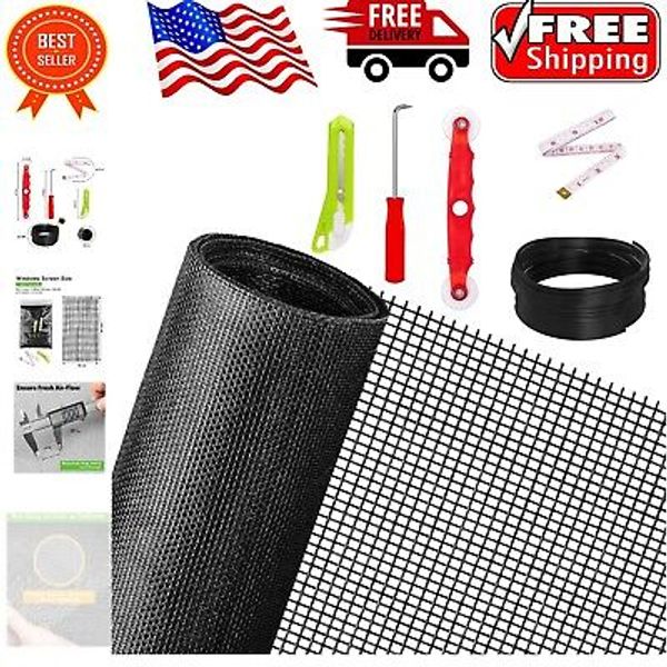 Breathable Black Fiberglass Replacement Window Screens, 48x118 Inch DIY Solution