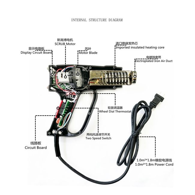 2000W Industrial Fast Heating Hot Air LCD Digital -controlled Handheld Heat  Blower Electric Adjustable Heat Tool (EU Plug)