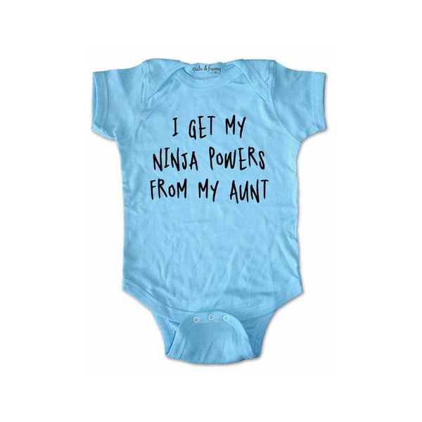 I get My Ninja Powers from My Aunt - Cute Fun Baby one Piece (6 Months, Light Blue)