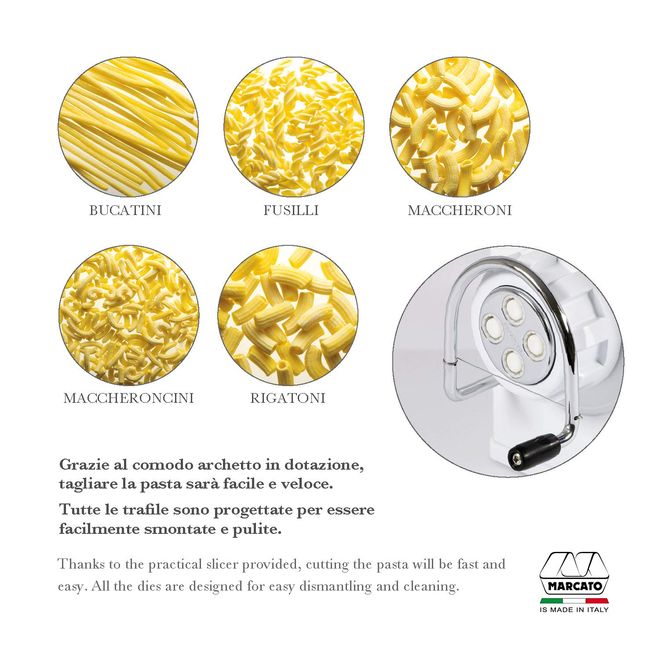 Marcato Spaghetti Cutter Attachment, Made in Italy, Works with Atlas 150  Pasta Machine, 7 x 2.75, Silver 