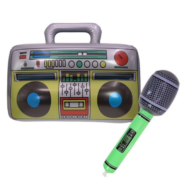 DBOO Boom Box Inflatable Blow Up Spwaker Fancy Dress Inflatables Microphone Inflatable Instruments Accessory Stereo Stag Papty Prop