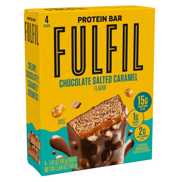 FULFIL Nutrition Vitamin & Protein Nut Bars, Chocolate Salted Caramel Flavor, 4