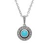 Esse Marcasite Sterling Silver Round Turquoise & Marcasite Necklace
