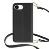 HanaRo iPhone16e Black iPhone16e Case Shoulder Case Strap Set Dull Color PU Leather