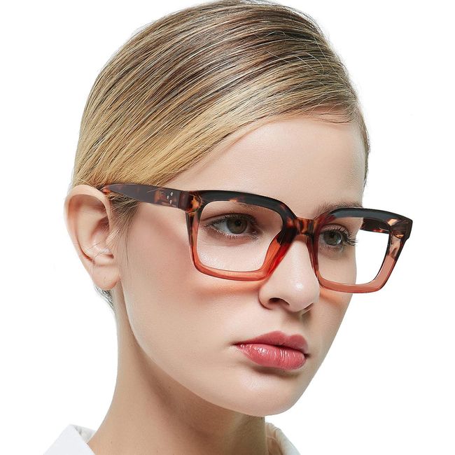 MARE AZZURO Oversized Reading Glasses Men Trendy Large Square Readers 100  125 150 175 200 225 250 275 300 350 400 500 600 (Transparent, 4.0)