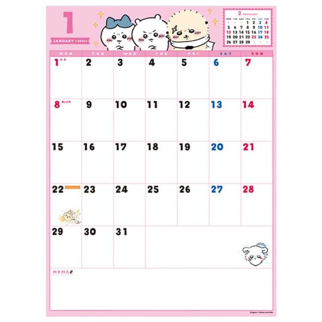 Chiikawa CL-076 2024 Whiteboard Calendar