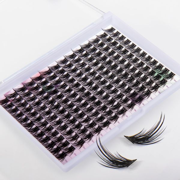 GAQQI Einzelne Wimpern 168pcs Cluster Lashes D Curl 16mm Diy Wimpern Extensions Individuelle Wimpern FüR Augen Make-Up Diy WimpernverläNgerung(09-D 16mm)