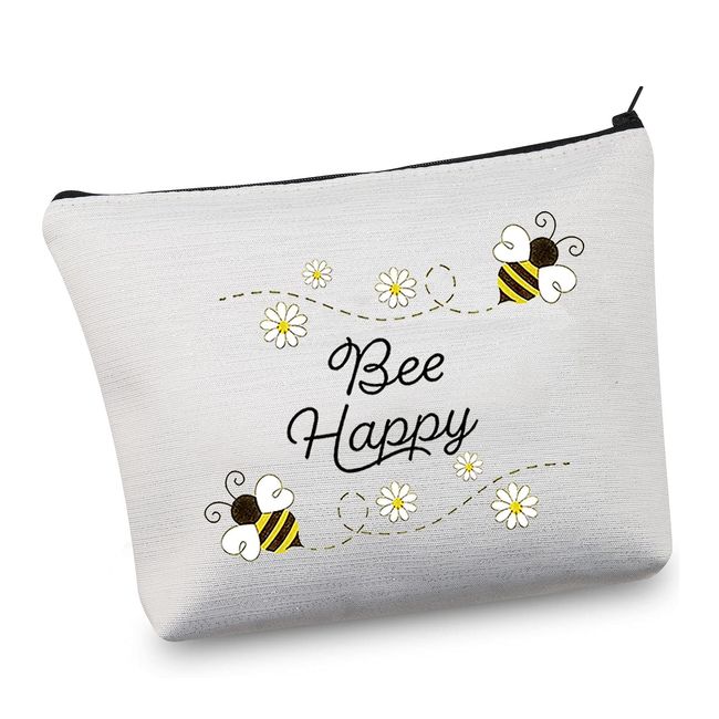 Honey Bee Make-up-Tasche mit Reißverschluss, Bienenliebhaber, Geschenke für Frauen, Biene, glückliche Kosmetiktasche, Bee Happy 2