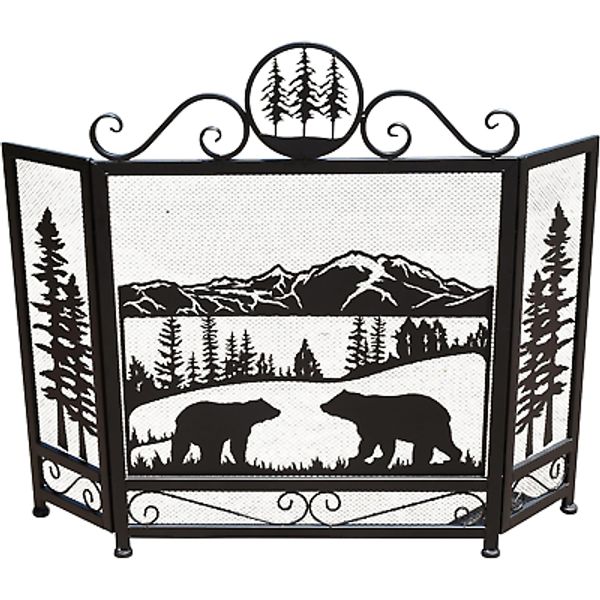 3-Panel Fireplace Screen Decorative with Mama Bear and Cub Strolling in the Mead