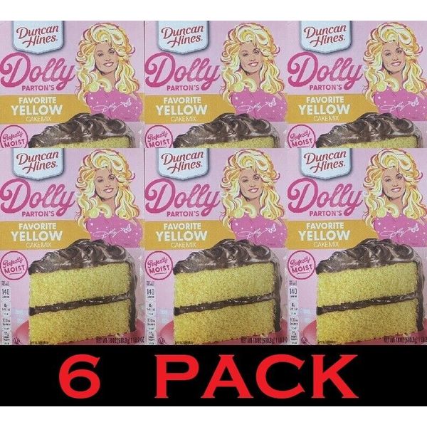 Duncan Hines Dolly Parton's Perfectly Moist FAVORITE YELLOW Cake Mix 18oz 6 PACK