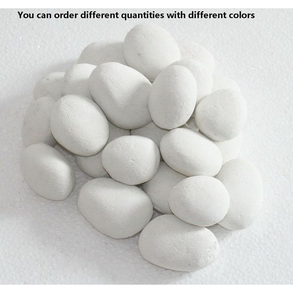 Stone-like decorative Ceramic pebble for fireplace,stove,firepit 24PCS in white