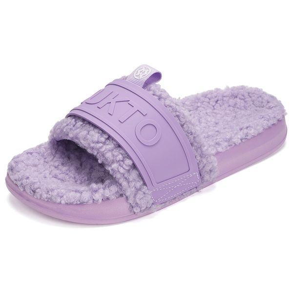 ZUSERIS Winter Slippers, Room Shoes, Warm, Indoor Slippers, Men's, Women's, Fluffy, Fluffy, House Slippers, Sandals, Open Front, For Guests, Washable, Anti-Slip, purple