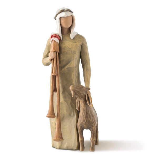 Willow Tree Zampognaro - Hirte mit Sackpfeife und Ziege als Ergänzung zur Willow Tree Nativity Krippe