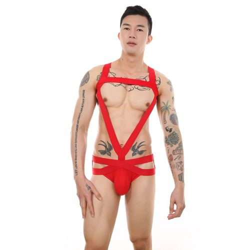 NACZHLOVELL Men's Body Chest Harness, Sexy Lingerie, Extreme Transformation, Training, Co-ordinary, Underwear, One-Piece, Seductive, Bowtie, T-back, Dew Butt, Men's, Leotard, Bodysuit, Inner Pants, Muscles, SM Restraints, Night Store, Photography, red