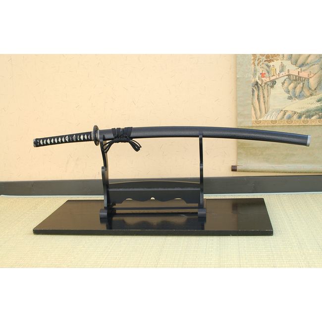 Shinobiya Imitation Sword, Aluminum Blade Black Ishimi Sheath, Large Sword (Satana, Sayama, Wiping Cloth, Imitation Sword Certificate Set)