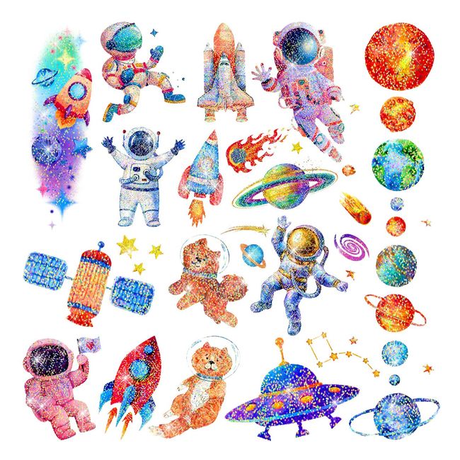 Leesgel 150 Styles Space Glitter Tattoos for Kids, Space Stickers, Temporary Tattoos for Children Space Party Decorations, Outer Space Party Bag Fillers for Boys Girls Gifts Birthday Supplies Favours