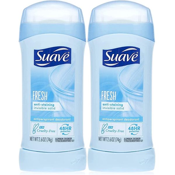 Suave Deodorant 2.6 Ounce 24Hr Fresh Invisible Solid (76ml) (2 Pack)