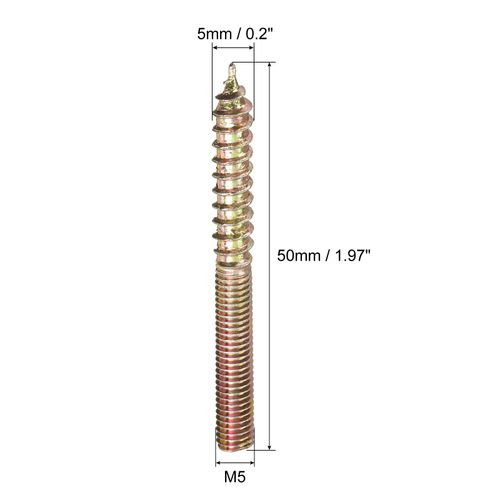 uxcell Hanger Bolts, Double Head Screws, Dowel Screws, For Connecting Wood Furniture, M5x50 mm, 12 Pieces