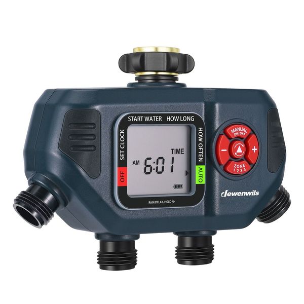 DEWENWILS Sprinkler Timer 4 Zone Outdoor Garden Water Hose Timer Big Screen