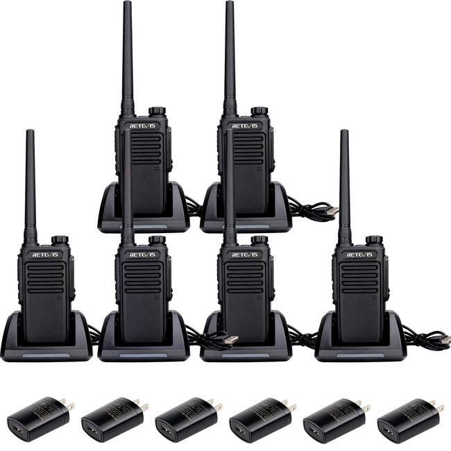 Retevis RT47 Waterproof Two Way Radio,Walkie Talkies for Adults,16 Channels License-Free,Lightweight,Long Range 2 Way Radio for Manufacturing (6 Pack)