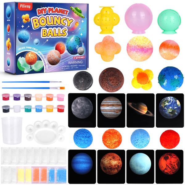 Pllieay DIY Planet Bouncy Ball Make Your Own Bouncy Ball Kit Kids Magic Bouncy Balls Educational Science Kits DIY STEM Toys Craft Kit for Kids