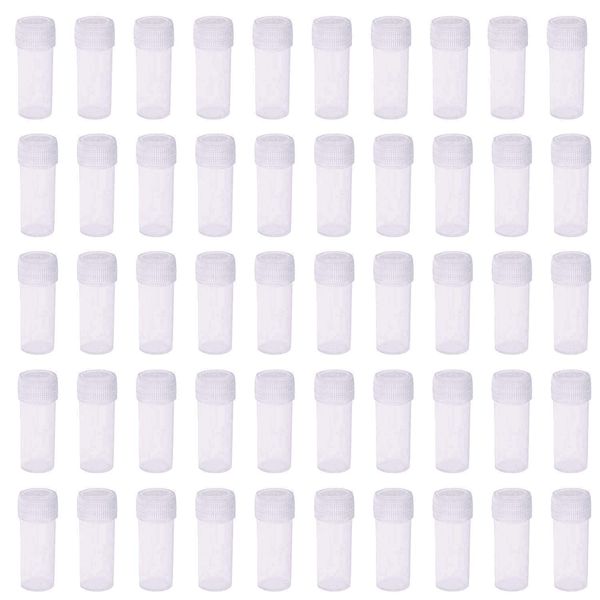 5ml Plastic Test Tubes Small Bottle Vial Storage Vial Storage Container for Lab -50pcs