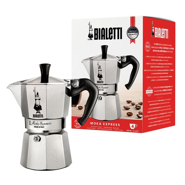 Bialetti Moka Express Aluminium Stovetop Coffee Maker (4 Cup),0.19 liters