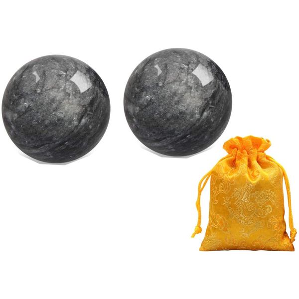 Yepmlrt Dark Gray Baoding Ball, Chinese Health Sports Massage Ball, Used for Decompression Hand Exercise Ball (1.5 inches in Diameter) in a Bag