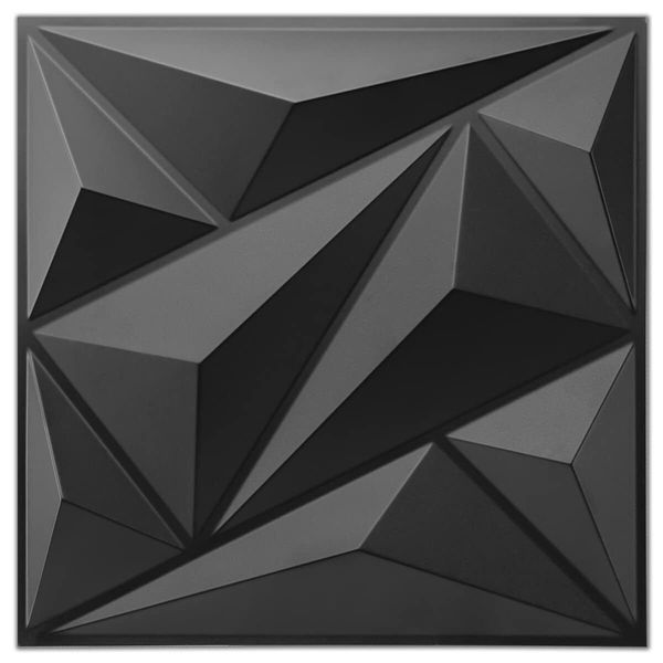 Art3d 33 Pack 3D Wall Panel Diamond for Interior Wall Décor, 12x12'' Cover,Black