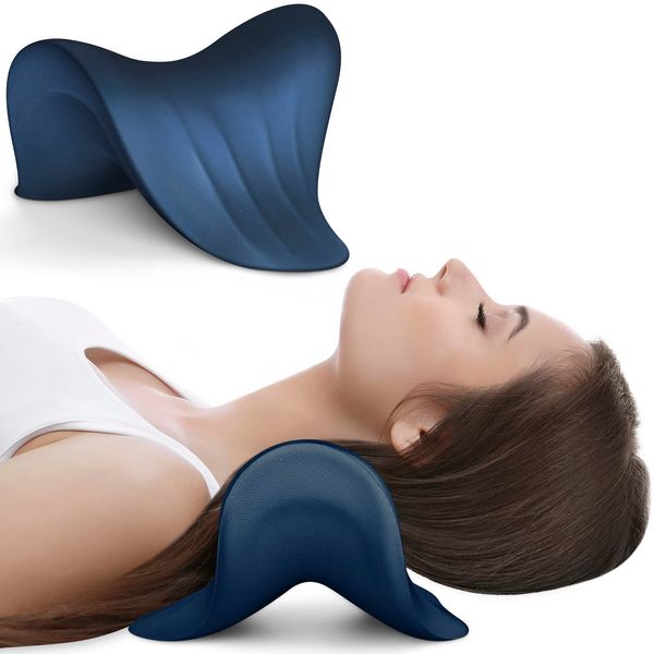 Anzorhal Neck Stretcher,Neck Cloud, Cervical Neck Traction Pillow,Neck Cloud - Cervical Traction Device,Neck Hump Corrector,Neck Stretcher Posture Corrector Ocean - Dark Blue