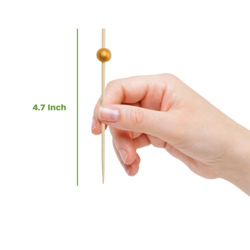 Comfy Package [150 Count] Cocktail Picks & Food Toothpicks - 4.7 Inch Wooden Pick Skewers for Drinks & Appetizers - Fancy Gold Pearl