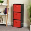 Hartleys 3 Tier Black Cube Unit - Red Storage Boxes