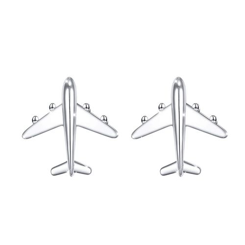 Hypoallergenic 925 Sterling Silver Airplane Stud Earrings for Teens Girls Travel Fans Jewelry, Flight Attendant Gifts for Women (Airplane)