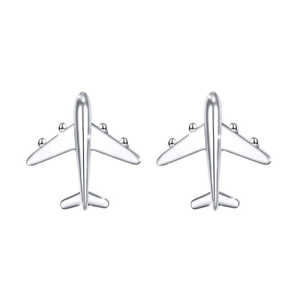 Hypoallergenic 925 Sterling Silver Airplane Stud Earrings for Teens Girls Travel Fans Jewelry, Flight Attendant Gifts for Women (Airplane)