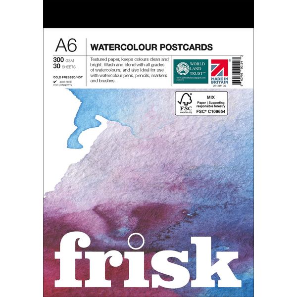 Frisk Watercolour Paper Pad 300gsm Cold Pressed/Not 30sheets A6, White
