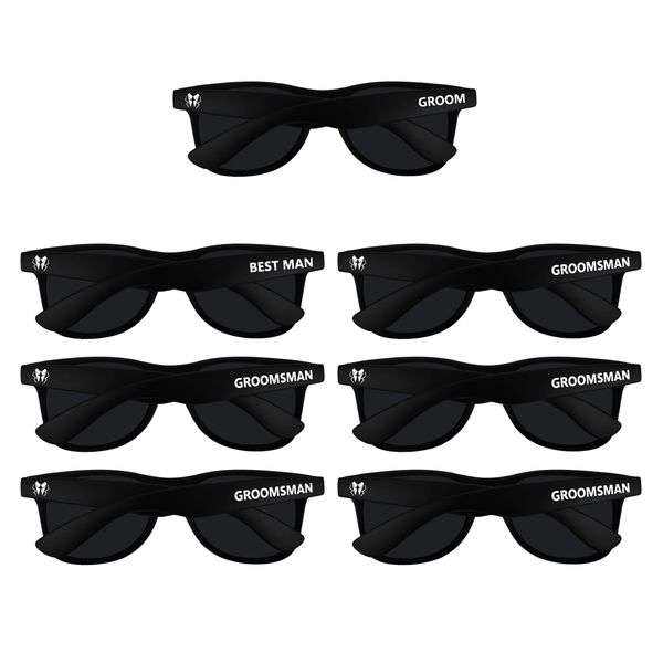 LADY&HOME Bachelor Party 7pcs Wedding Sunglasses for Groom, Best Man, Groomsmen Gifts Wedding Favor (Matte)