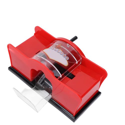 FILFEEL Manual Card Shuffler, 1‑2 Deck UNO Card Shuffler, Hand Crank Card Shuffler, for UNO, Poker, Phase 10, Skip-Bo, Blackjack, Cards Game, for Family Party Games(red)