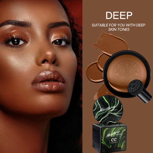 Air Cushion CC Cream - Moisturizing BB Cream Foundation, Long-Lasting Waterproof New Mushroom Head Cushion Foundation Concealer for Even Skin Tone (Dark Brown, 1 PCS)