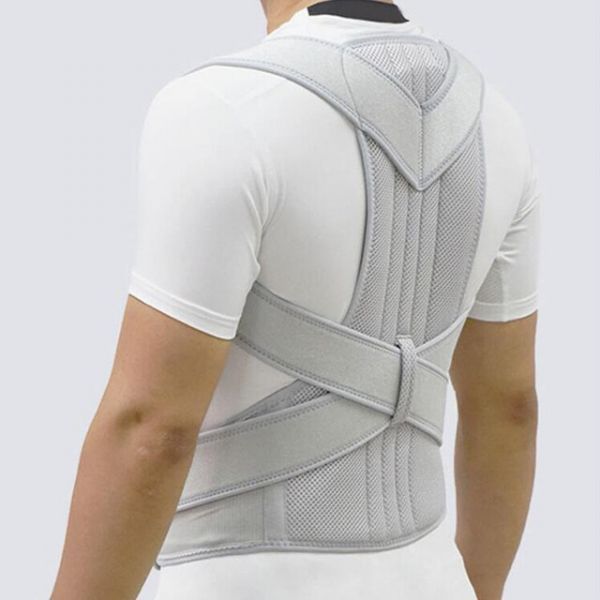 Posture Shoulder Band Flexed Back Corrector Adjustable Posture Corrector Lumbar Back Brace Spine Back Stretcher Orthopedic Breathable Deportment Corset Turtle Neck Braces, Silver_XXL