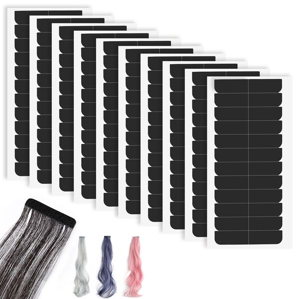 WHENZOO 240 Pcs Hair Extension Tape Taps, Double Sided Hair Extension Tape Tabs, Double Sided Adhesive Tapes in Hair Extensions, Double Sided Adhesive Hair Extension Tape Replacement (Black)