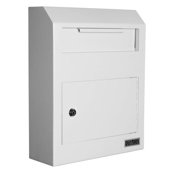 DuraBox Wall Mount Locking Drop Box Steel Mailbox for Rent Payments, Mail, Keys, Cash, Checks W500 (Gray)