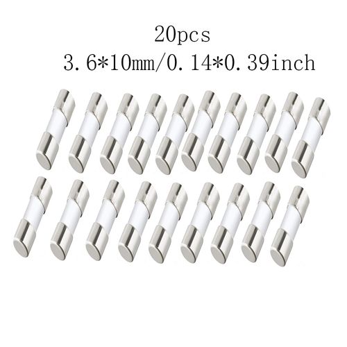 2.5A, F2.5A, 2.5A Fuse, F2.5A Fuse, 2.5A250V, F2.5A250V, 2.5A Mini Fuse, F2.5A 250V Fuse, Fast-Blow Mini Ceramic Fuse 3.6 * 10mm (0.14 * 0.39in) (20Pcs)