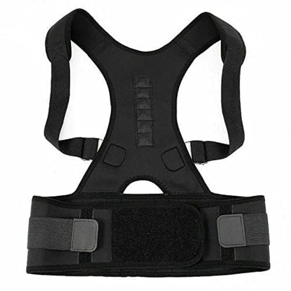 ATEK Posture Corrector Belt Brace – Adjustable Neoprene Lumbar Shoulder Back Brace Pain Support Strap–Upper Back Straightener Back Support for Men and Women, Black