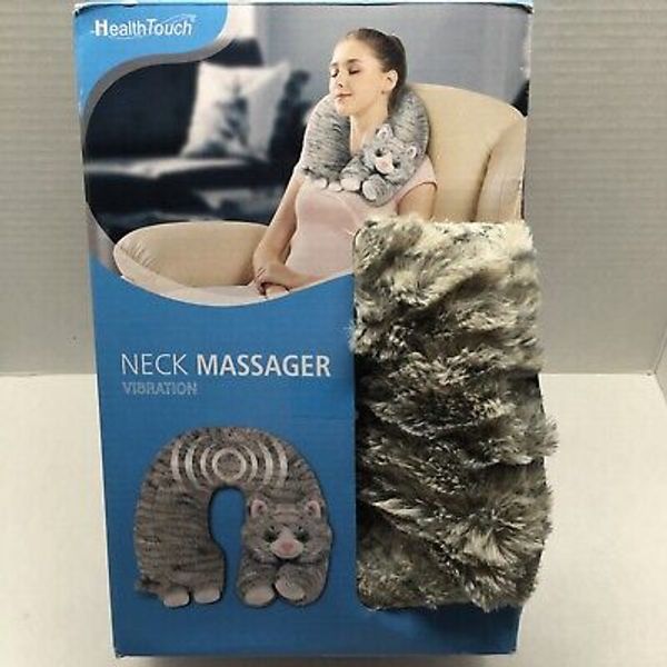 Health  Touch Kitty Cat Plush Sensory Neck Massager  Vibration Travel  Pillow